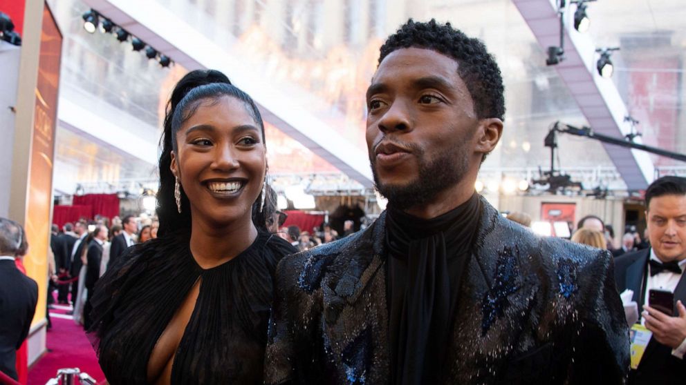 PHOTO: Taylor Simone Ledward and Chadwick Boseman arrive to the 91st annual Academy Awards, Feb. 19, 2019, in Hollywood, California.