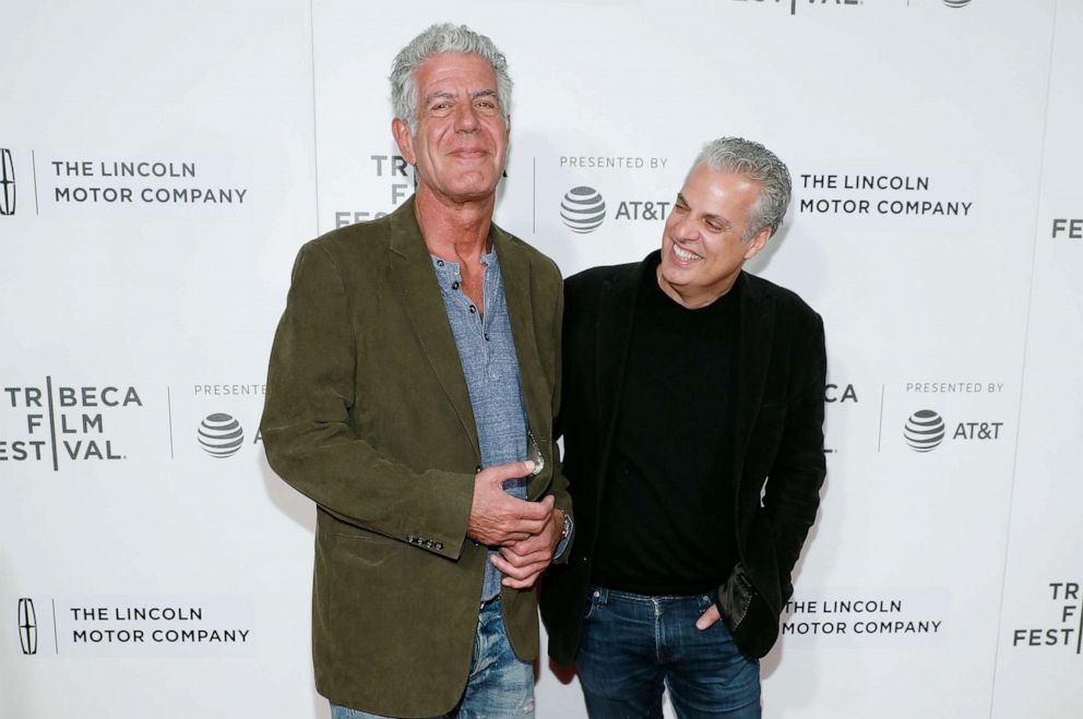 PHOTO: Anthony Bourdain and Eric Ripert attend the premiere of "Wasted!" during the 2017 Tribeca Film Festival at Borough of Manhattan Community College on April 22, 2017 in New York City.