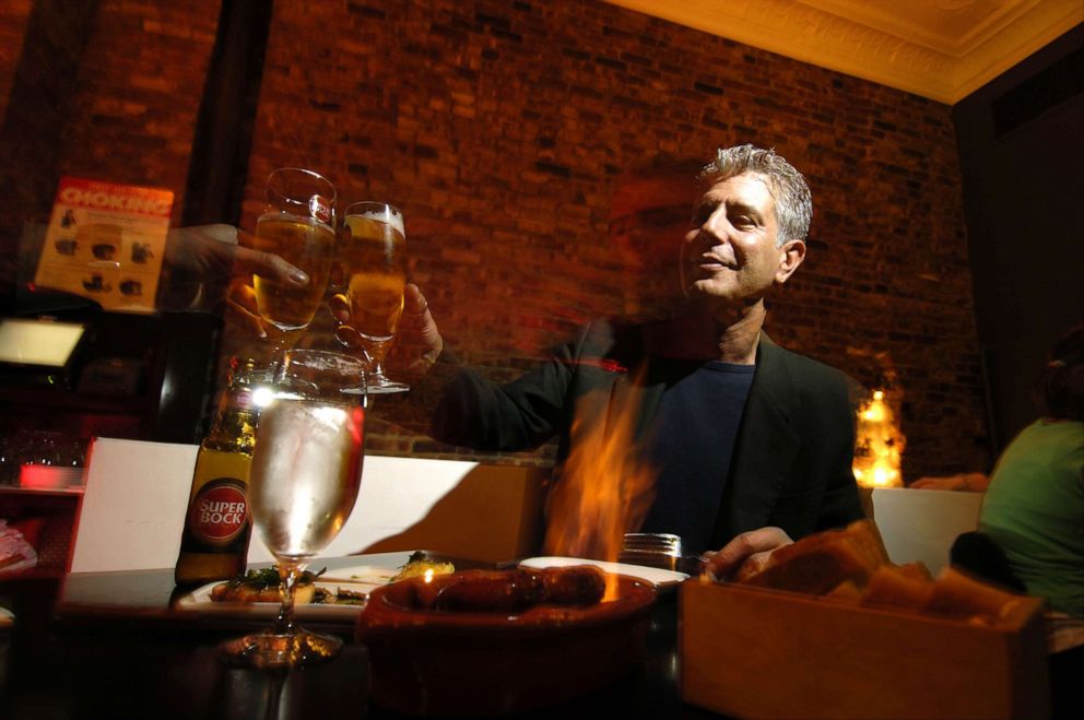 PHOTO: Anthony Bourdain has a drink at Tintol restaurant in Times Square.