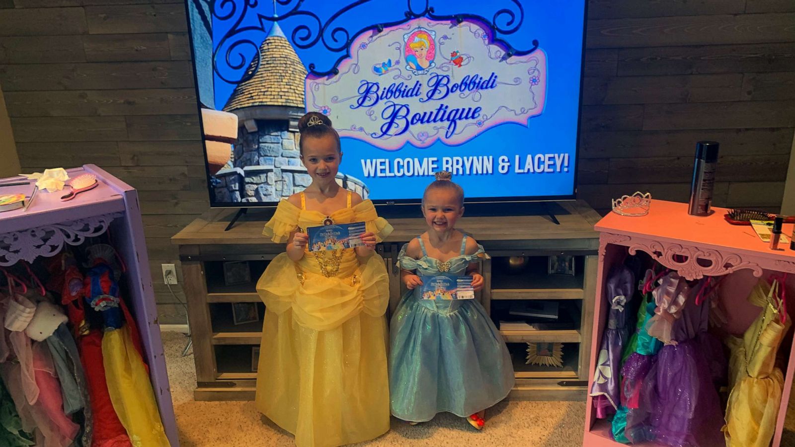 PHOTO: The Gaynor family recreates Disney's Bibbidi Bobbidi Boutique in their living room after Disneyworld vacation was canceled due to coronavirus.