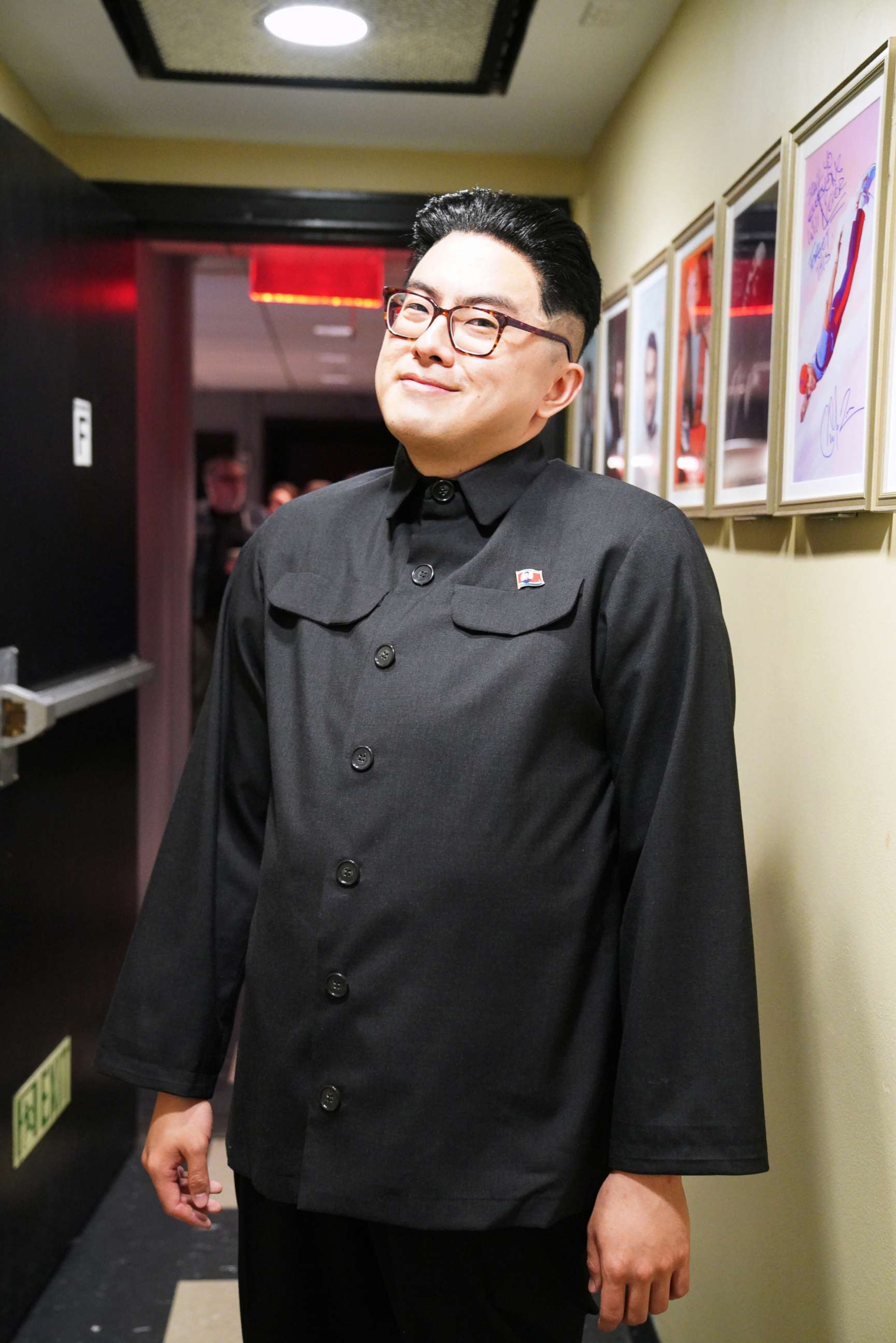 PHOTO: Writer Bowen Yang as Kim Jong Un, backstage at "Saturday Night Live," March 30, 2019.