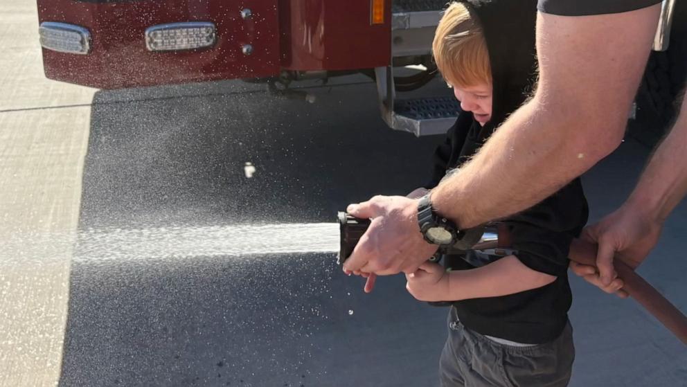 PHOTO: Firefighters helped 3-year-old boy with cancer celebrate his dream birthday.