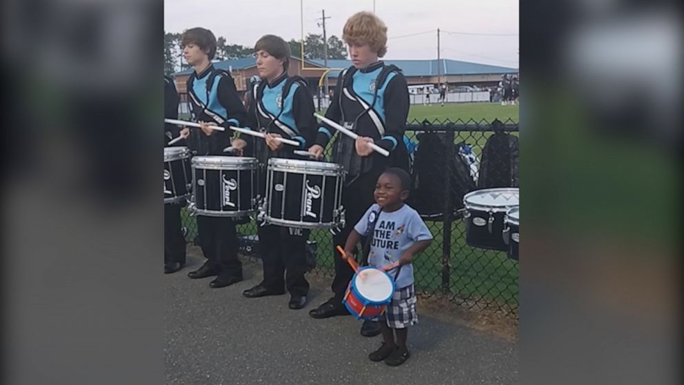 PHOTO: Mom Tabithia Wilcox filmed as Seneca Whitehead joined the drumline at a local high school football game in Georgia. 