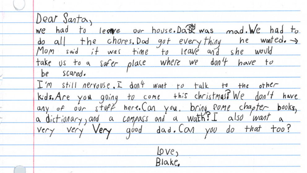 PHOTO: Blake's note to St. Nick was shared on Facebook Wednesday by SafeHaven of Tarrant County in Fort Worth, Texas, and garnered hundreds of comments and shares.