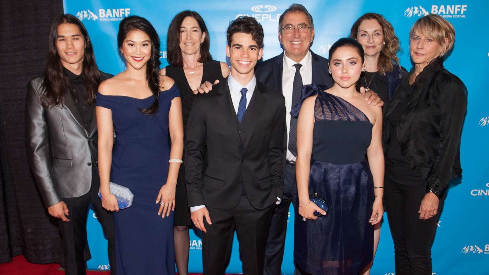 PHOTO: Actors from "Decendants 2," Booboo Stewart, Dianne Doan, Cameron Boyce, Brenna D'Amico, Josann McGibbon, Ken Ortega, Wendy Japhet and Sarah Paiott attend the 2017 Banff Media Festival, June 13, 2017 in Banff, Canada.