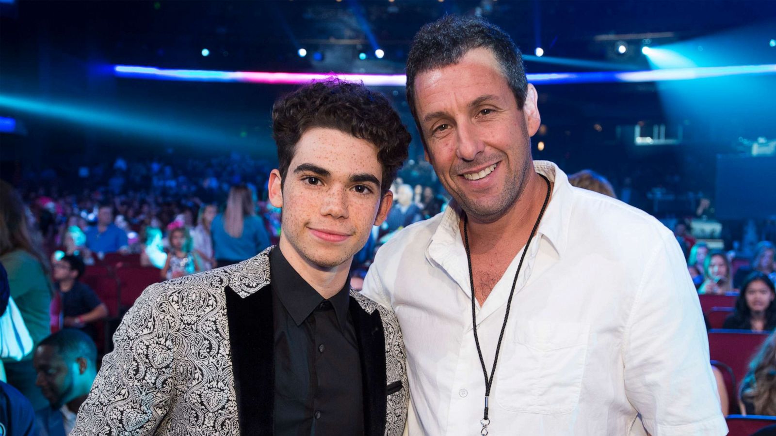 PHOTO: Cameron Boyce and Adam Sandler pose for a photo, April 29, 2017, at the Radio Disney Music Awards in Los Angeles.