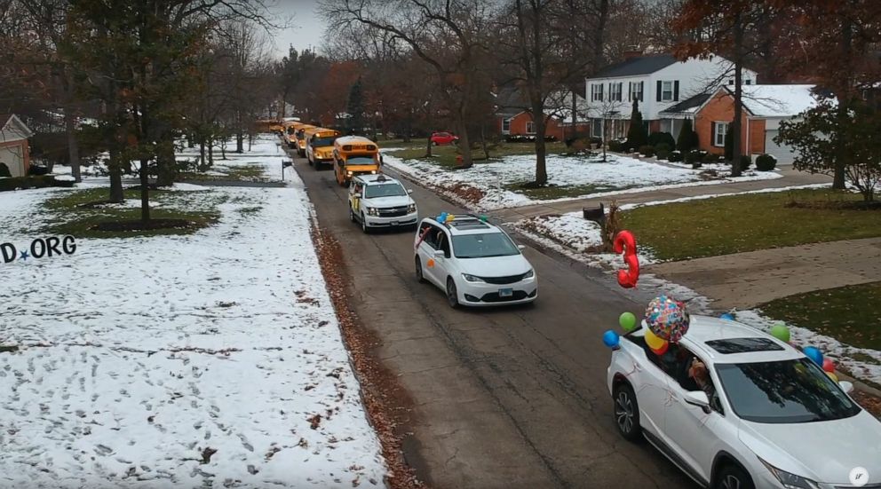 PHOTO: Over 100 trucks, buses, cars and first responder vehicles came to the event held on Nov. 17. in Lincolnshire, Illinois, in celebration of Nash Stineman, in celebration of his third brithday.