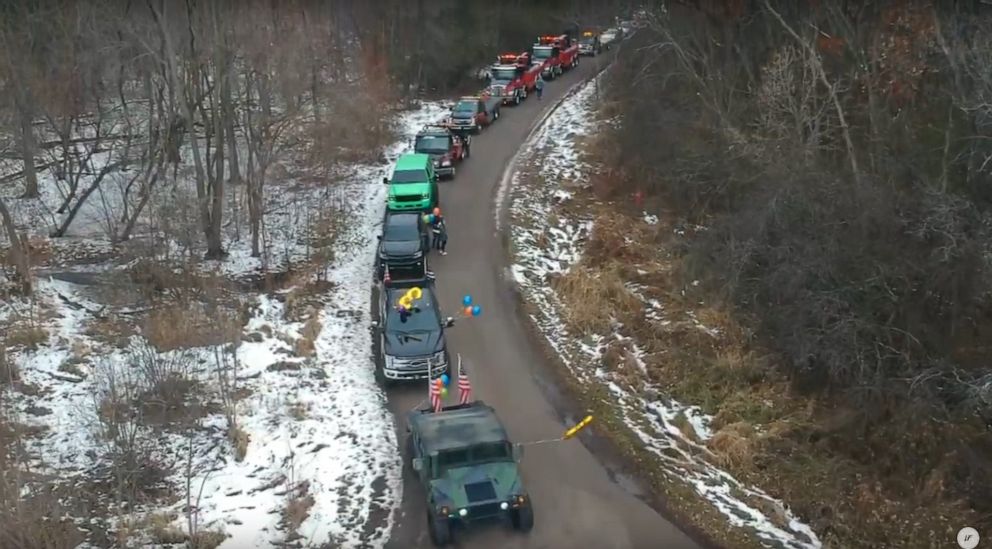 PHOTO: Over 100 trucks, buses, cars and first responder vehicles came to the event held on Nov. 17. in Lincolnshire, Illinois, in celebration of Nash Stineman. 