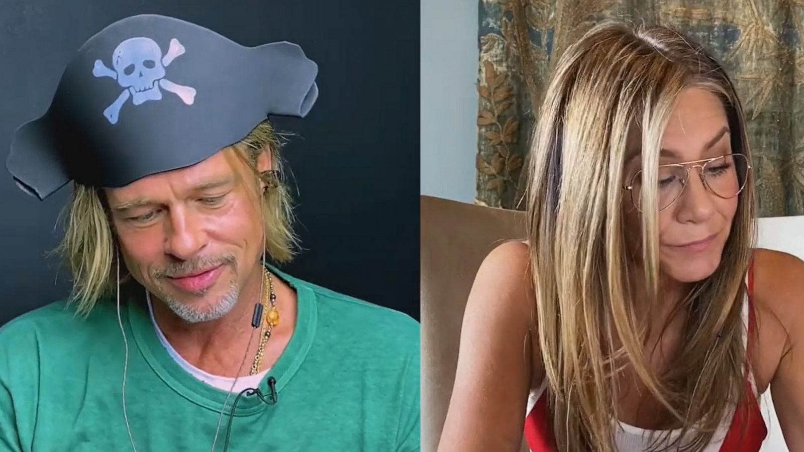 PHOTO: Brad Pitt and Jennifer Aniston reunited for the "Dane Cook Presents Feelin' A-Live: Fast Times at Ridgemont High" charity table read on Sep. 17, 2020.