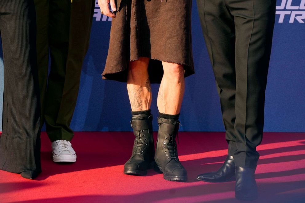 PHOTO: Brad Pitt, center, arrives for the premiere of the film 'Bullet Train' in Berlin, Germany, July 19, 2022.