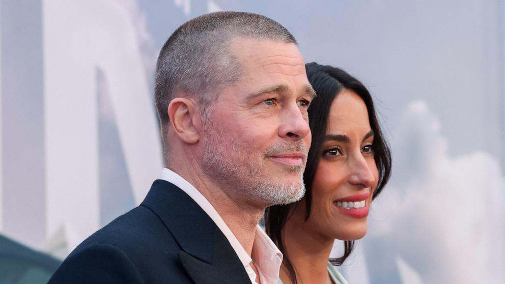 PHOTO: Brad Pitt and Ines de Ramon attend the World Premiere of F1 The Movie in Times Square, June 16, 2025 in New York City.