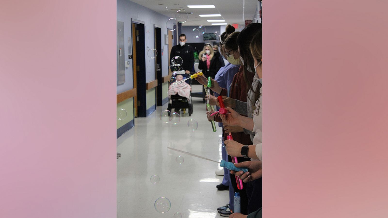 PHOTO: Bradi Foster received a bubble send-off from Franciscan Children's after spending the first 19 months of her life hospitalized.