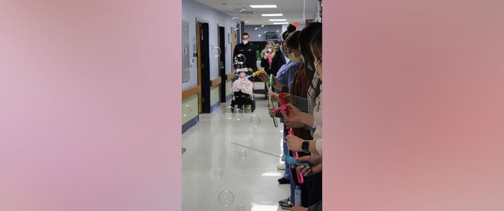 PHOTO: Bradi Foster received a bubble send-off from Franciscan Children's after spending the first 19 months of her life hospitalized.
