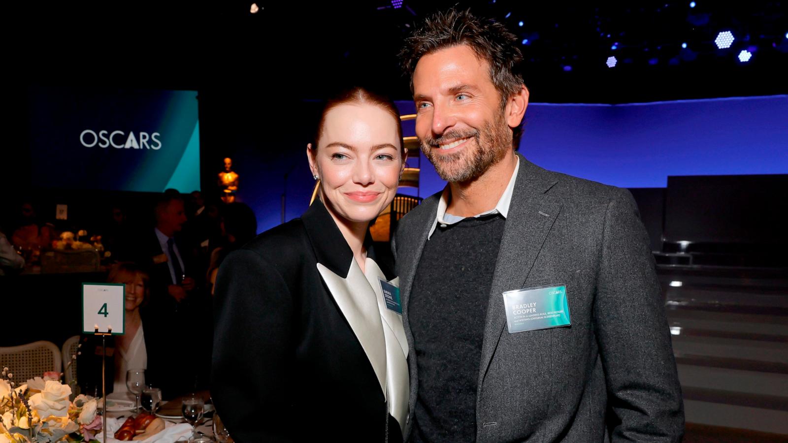 PHOTO: Emma Stone and Bradley Cooper attend the 96th Oscars Nominees Luncheon at The Beverly Hilton, on Feb. 12, 2024, in Beverly Hills, Calif.