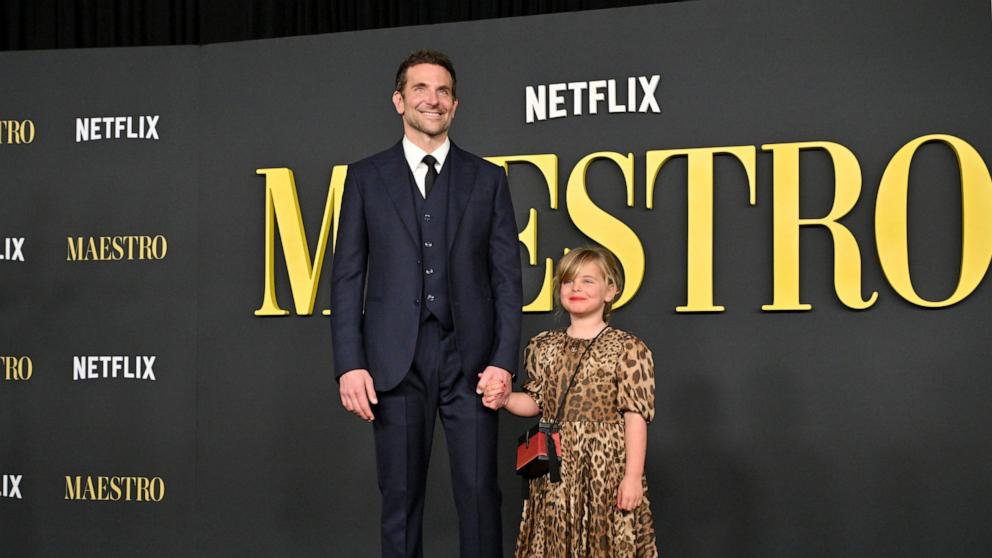 PHOTO: Bradley Cooper and Lea De Seine Shayk Cooper attend Netflix's "Maestro" Los Angeles Photo Call at Academy Museum of Motion Pictures on December 12, 2023 in Los Angeles.