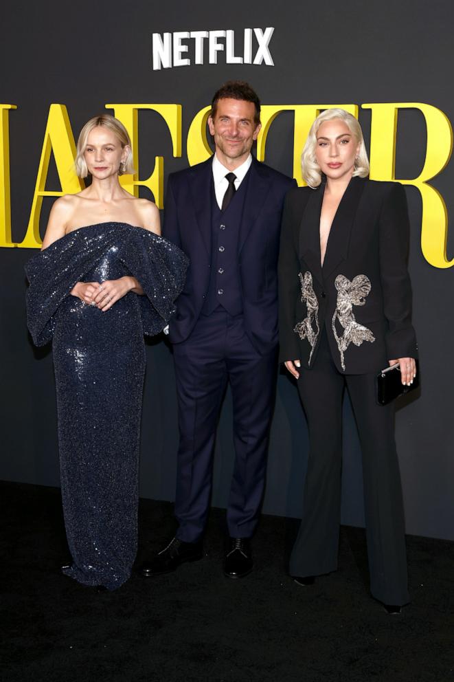 PHOTO: Carey Mulligan, Bradley Cooper, and Lady Gaga attend Netflix's "Maestro" Los Angeles photo call at Academy Museum of Motion Pictures on December 12, 2023 in Los Angeles.