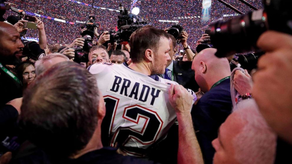 PHOTO: New England Patriots' Tom Brady celebrates winning the Super Bowl LIII - New England Patriots v Los Angeles Rams at the Mercedes-Benz Stadium in Atlanta, Feb. 3, 2019.