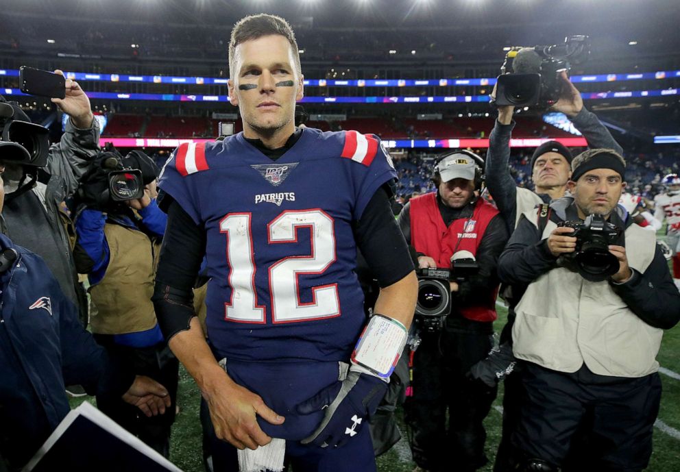 PHOTO: Tom Brady after defeating the New York Giants in the game at Gillette Stadium on Oct. 10, 2019 in Foxborough, Mass.