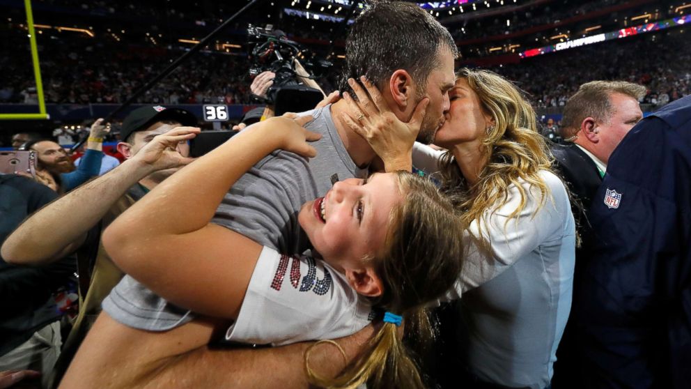 PHOTO: Tom Brady of the New England Patriots kisses his wife Gisele Bundchen after the Super Bowl LIII against the Los Angeles Rams at Mercedes-Benz Stadium on Feb. 3, 2019 in Atlanta.