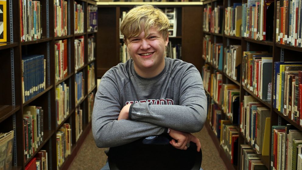 PHOTO: Ulysses High School senior Braxton Moral sits for a portrait at the school in Ulysses, Kan., in this Dec. 12, 2018 file photo.