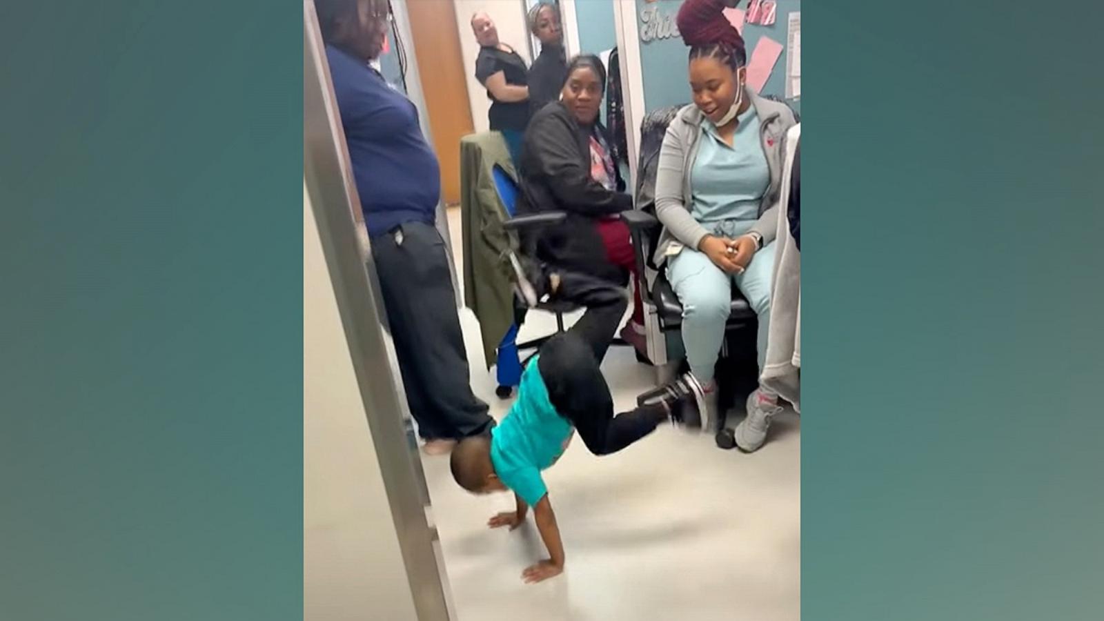 Curtrina Manire shared a video of her 3-year-old son Kobe breakdancing for his doctor.