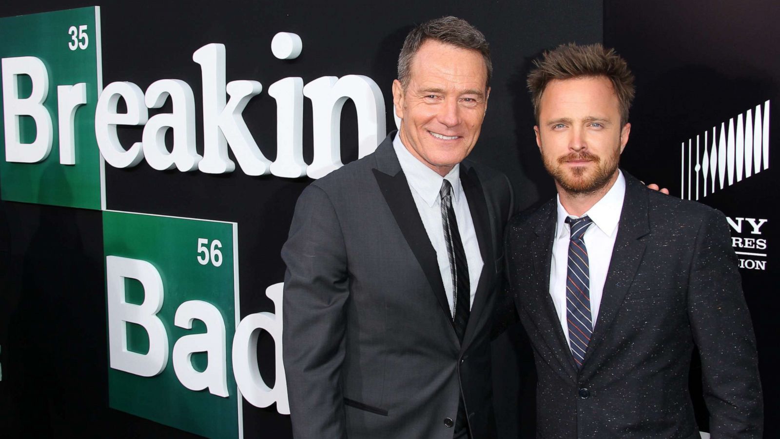 PHOTO: Aaron Paul and Bryan Cranston attend the "Breaking Bad" Los Angeles Premiere at Sony Pictures Studios, July 24, 2013, in Culver City, Calif.