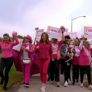 PHOTO: ABC News' Ginger Zee kicks off a walk for breast cancer awareness live on "Good Morning America" on Oct. 1, 2026.