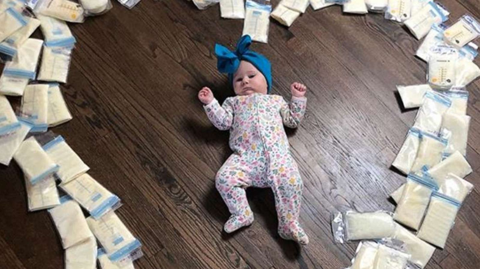 PHOTO: Tiffany Reidel's daughter Kinsley is pictured amid breast milk Reidel donated to another mom.