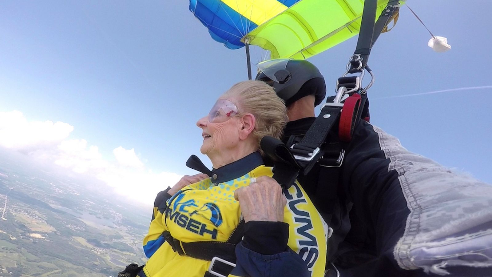 PHOTO: Brenda Sutton, 78, jumping off a plane from more than 13,000 feet in the air.