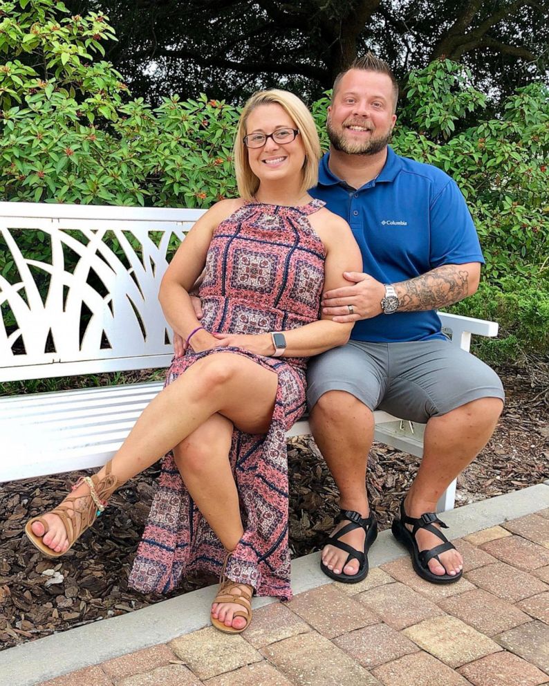 PHOTO: Brent Walker of Cleveland, Tennessee, is seen in 2019 with his wife, Ashley Walker.