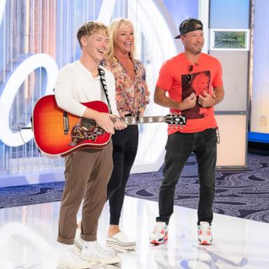 PHOTO: Backstreet Boys star Brian Littrell, with his son Baylee, on American Idol.