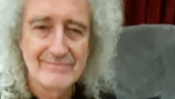 PHOTO: Queen guitarist Brian May plays "We Are the Champions" in a video posted to his YouTube channel on April 9, 2020.