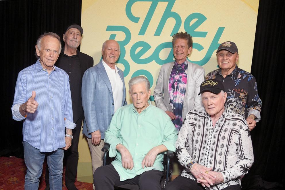 PHOTO: In this May 21, 2024, file photo, Al Jardine, David Marks, Frank Marshall, Brian Wilson, Blondie Chaplin, Mike Love and Bruce Johnston attend the world premiere of Disney+ documentary "The Beach Boys" at the TCL Chinese Theatre in Hollywood, Calif.