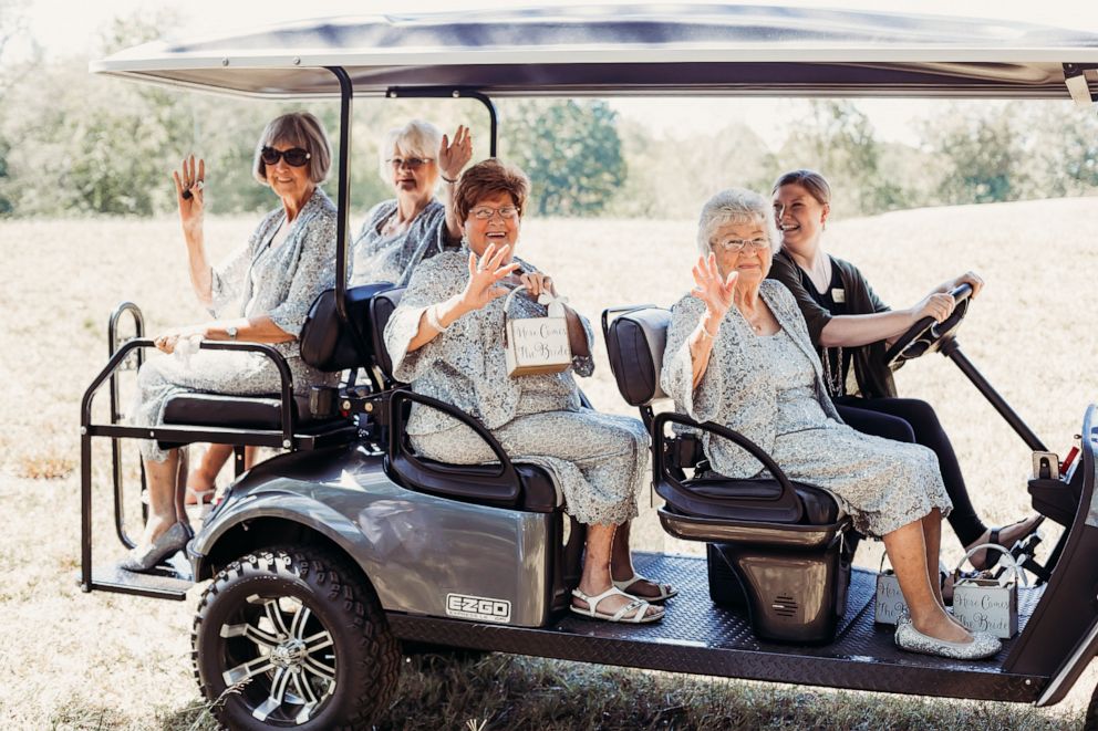 PHOTO: Great-grandmother, Kathleen Brown, grandmother, Joyce Raby, grandmother Wanda Grant and grandmother, Betty Brown, were flower girls at their granddaughter and grandson's wedding day. 