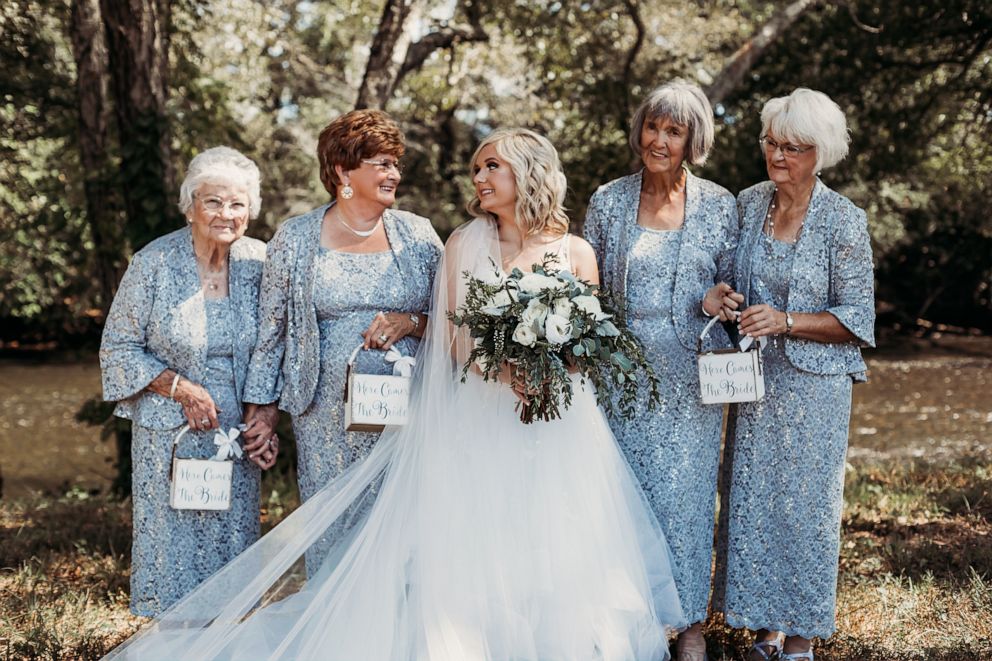 PHOTO: Lyndsey Raby of Tennessee, is pictured at her September 22 wedding with her great-grandmother, Kathleen Brown, her husband's grandmother, Joyce Raby, Lyndsey's grandmother Wanda Grant and her other grandmother, Betty Brown.