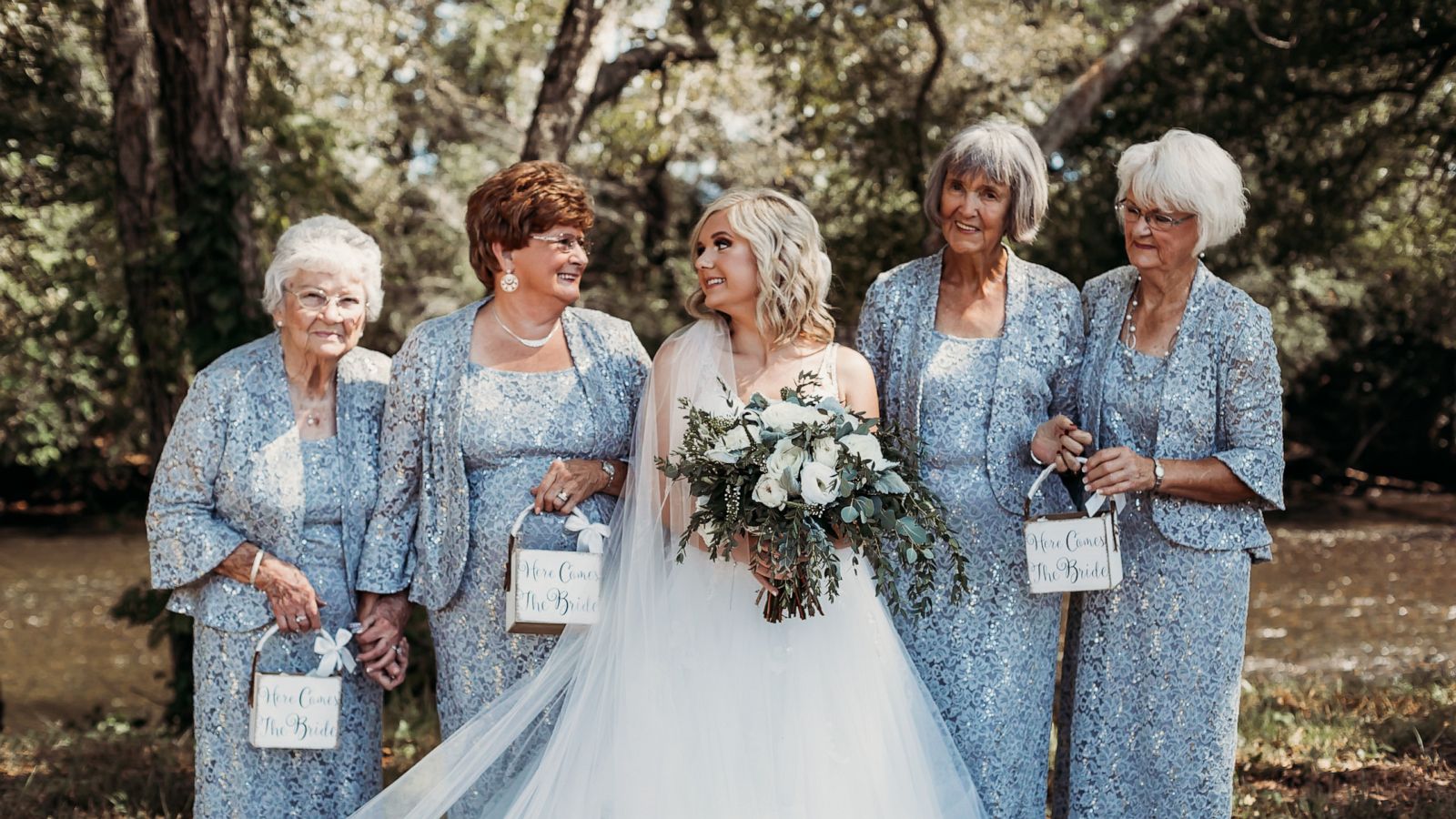 PHOTO: Lyndsey Raby of Tennessee, is pictured at her eptember 22 wedding with her great-grandmother, Kathleen Brown, her husband's grandmother, Joyce Raby, Lyndsey's grandmother Wanda Grant and her other grandmother, Betty Brown.