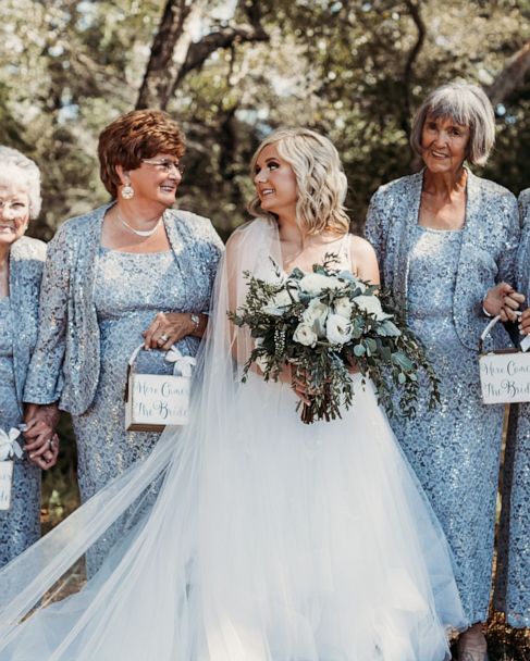 These adorable grandmothers are flower girls at wedding