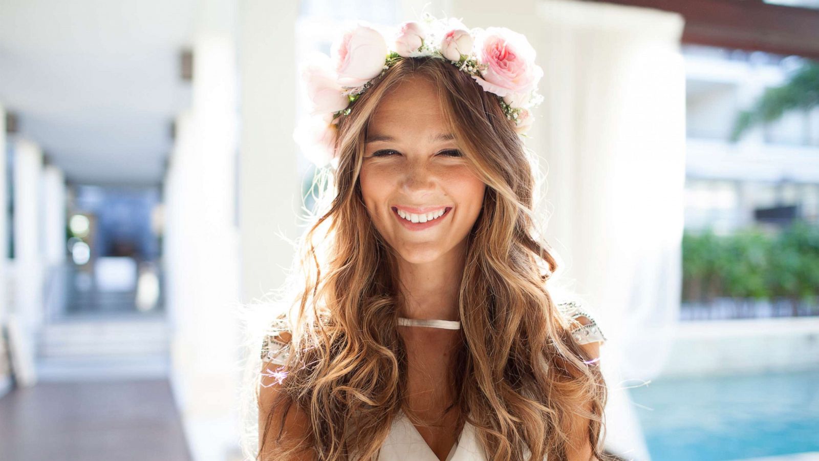 PHOTO: A bride is shown wearing a floral crown.