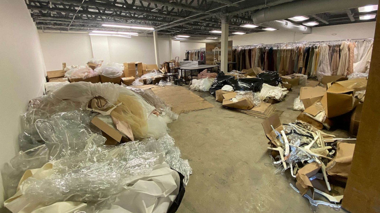 PHOTO: The nonprofit organization Brides Across America lost 80% of its inventory in a flood in its Massachusetts warehouse, according to founder Heidi Janson.