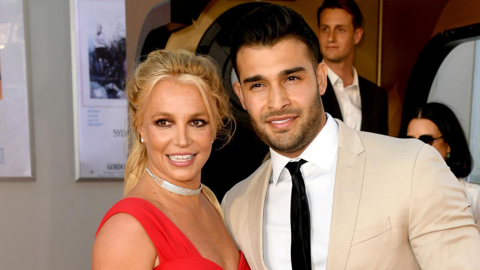 PHOTO: Britney Spears and Sam Asghari arrive at the premiere of Sony Pictures' "One Upon A Time...In Hollywood" at the Chinese Theatre, July 22, 2019, in Hollywood, Calif.