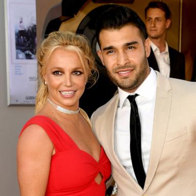 PHOTO: Britney Spears and Sam Asghari arrive at the premiere of Sony Pictures' "One Upon A Time...In Hollywood" at the Chinese Theatre, July 22, 2019, in Hollywood, Calif.