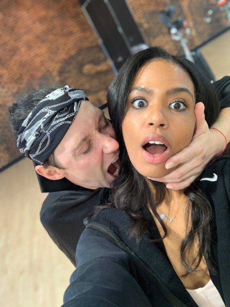 PHOTO: Britt Stewart is competing alongside figure skating star Johnny Weir on season 29 of "Dancing with the Stars." Weir is wearing a costume, pretending to be a vampire.