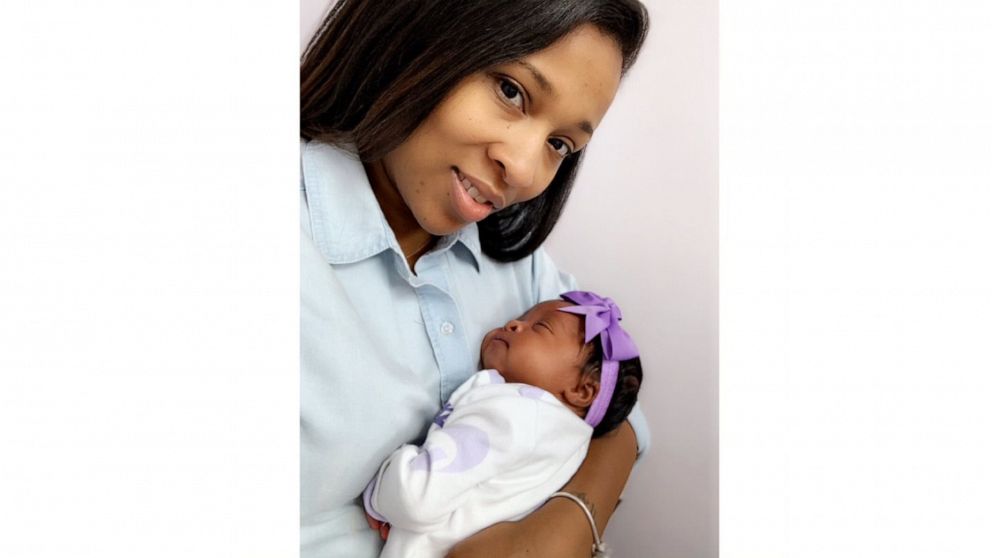 PHOTO: Brittany Little, of Hickory, North Carolina, holds her daughter Nova, born Nov. 8, 2019.