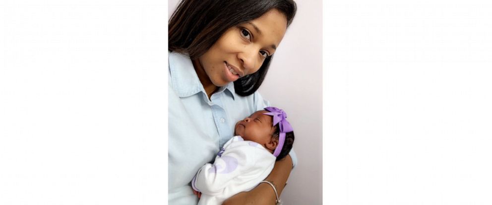 PHOTO: Brittany Little, of Hickory, North Carolina, holds her daughter Nova, born Nov. 8, 2019.