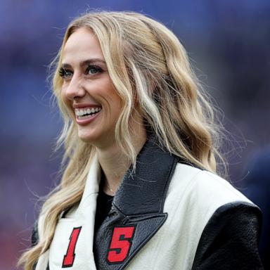 PHOTO: In this Jan. 28, 2024, file photo, Brittany Mahomes is seen on the field prior to the AFC Championship Game against the Baltimore Ravens at M&T Bank Stadium, in Baltimore, Maryland. 