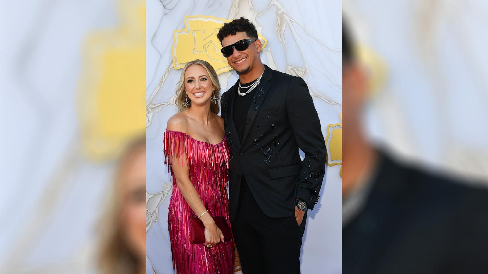 PHOTO: Brittany and Patrick Mahomes arrive on the red carpet prior to the Kansas City Chiefs Super Bowl Ring Ceremony at the Nelson-Atkins Museum of Art, June 13, 2024, in Kansas City, Mo.