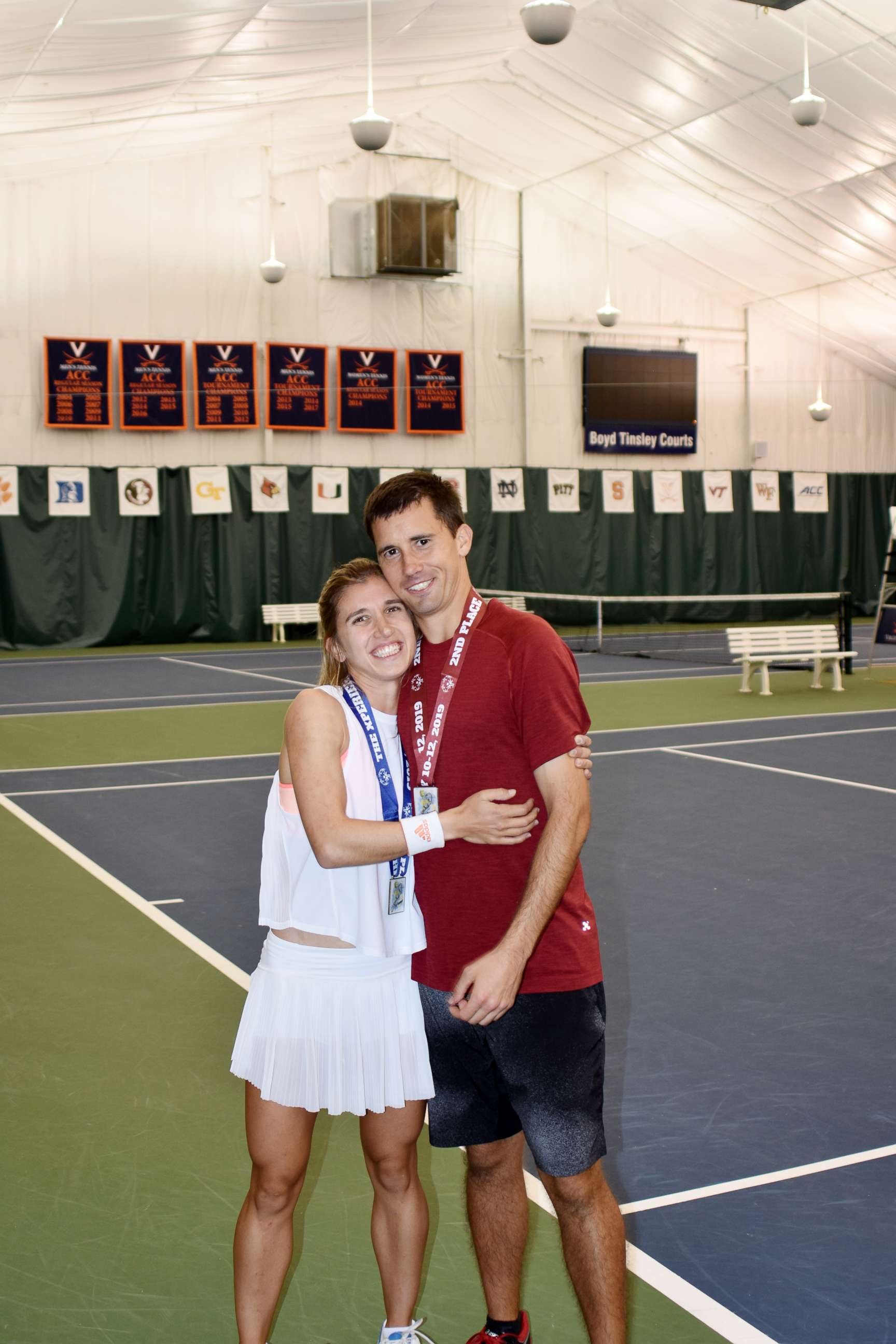 PHOTO: Brittany Taglireni and her fiance Ryan Smith are tennis partners in the 2019 Special Olympics in Abu Dhabi.