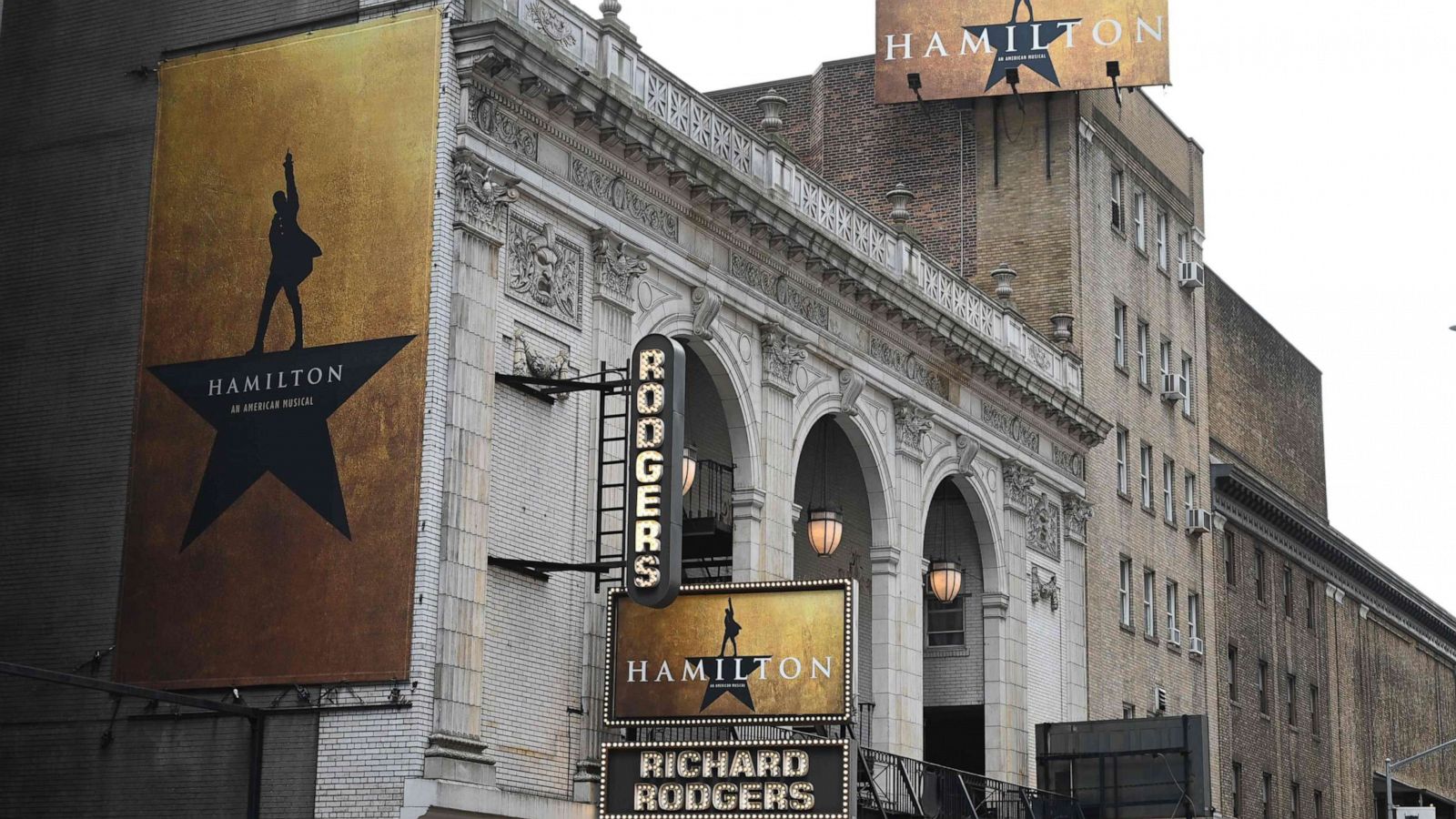 PHOTO: The Richard Rodgers Theatre, June 6, 2019, located on 226 West 46th Street where "Hamilton," one of Broadways biggest hits, is playing in New York.