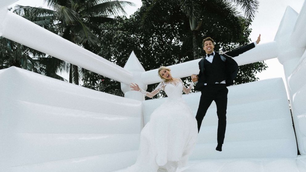 PHOTO: Adalynn and Flo Toma had a bouncy house at their wedding. 