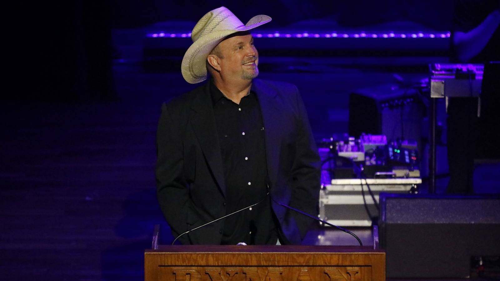 PHOTO: Garth Brooks speaks onstage during NSAI 2023 Nashville Songwriter Awards at Ryman Auditorium on Sept. 26, 2023 in Nashville, Tenn.